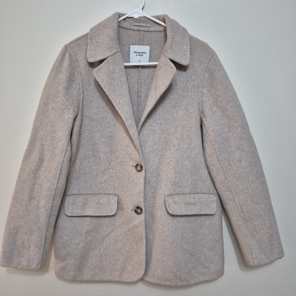 Abercrombie & Fitch Jackets & Blazers - Abercrombie & Fitch Women's Minimalist Cream Wool-Blend Coat Blazer – Size M